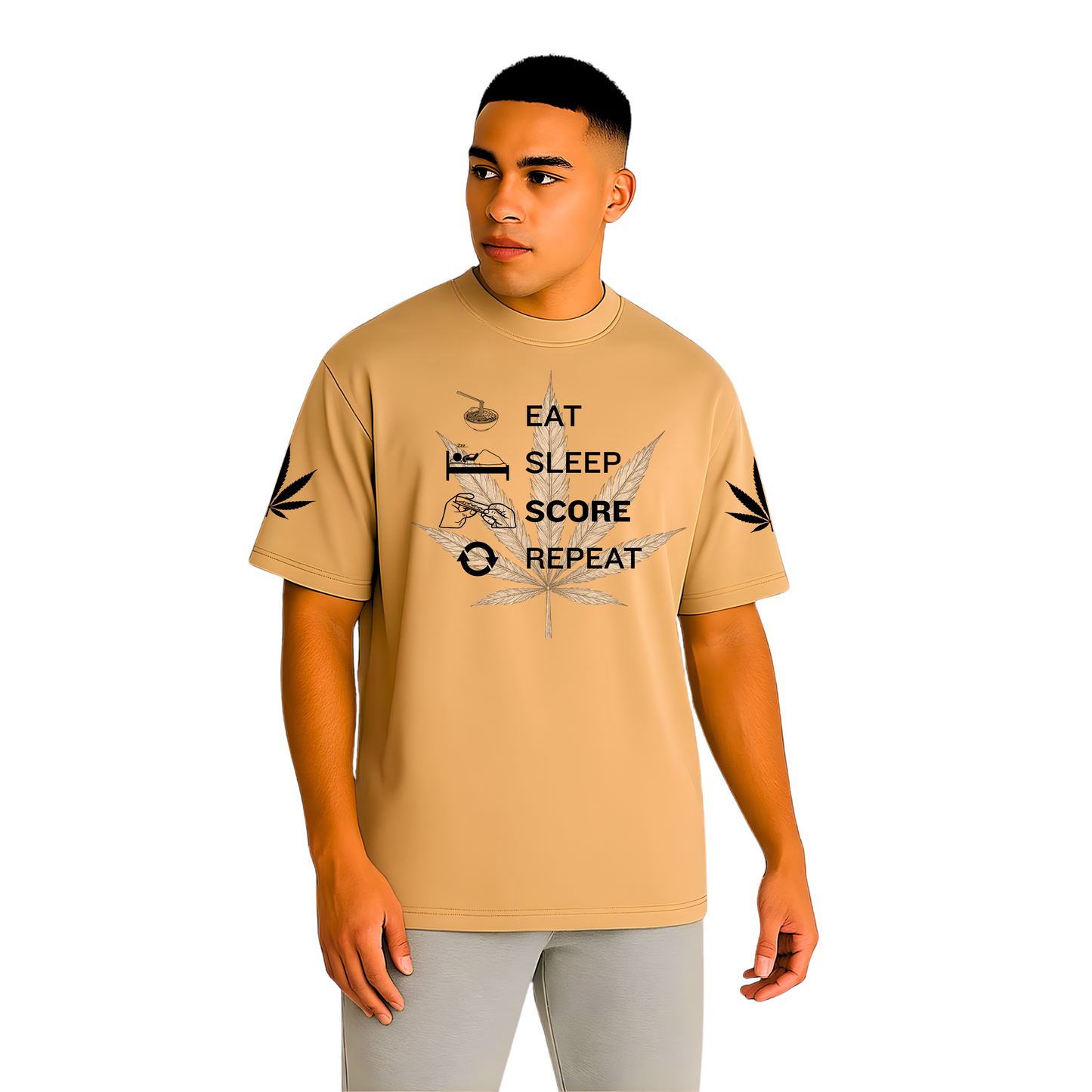 Eat Sleep Score Repeat Oversized T-Shirt