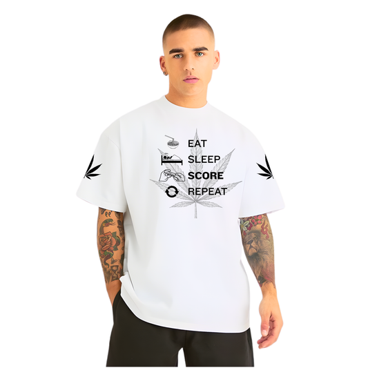 Eat Sleep Score Repeat Oversized T-Shirt