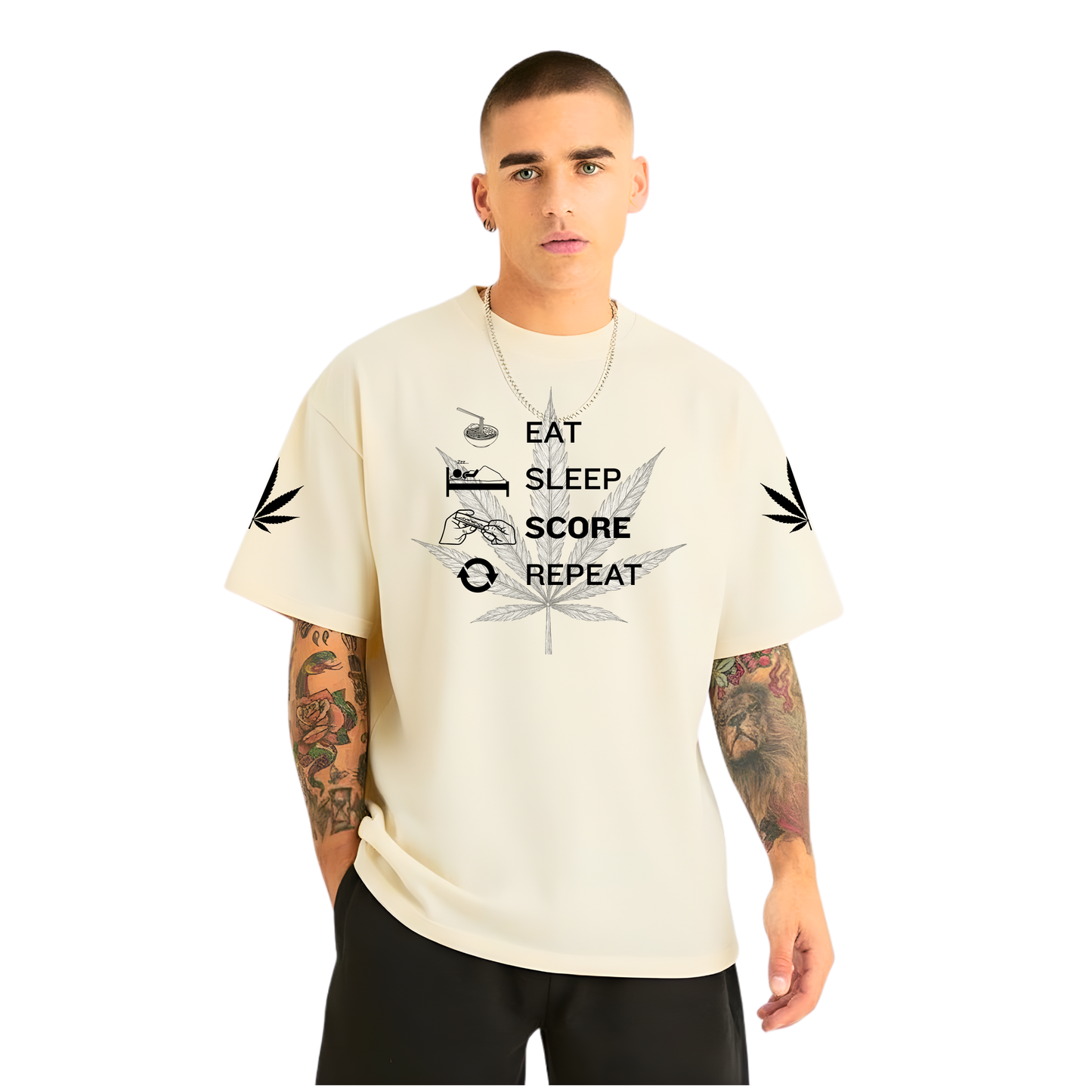Eat Sleep Score Repeat Oversized T-Shirt