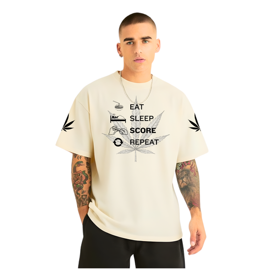 Eat Sleep Score Repeat Oversized T-Shirt