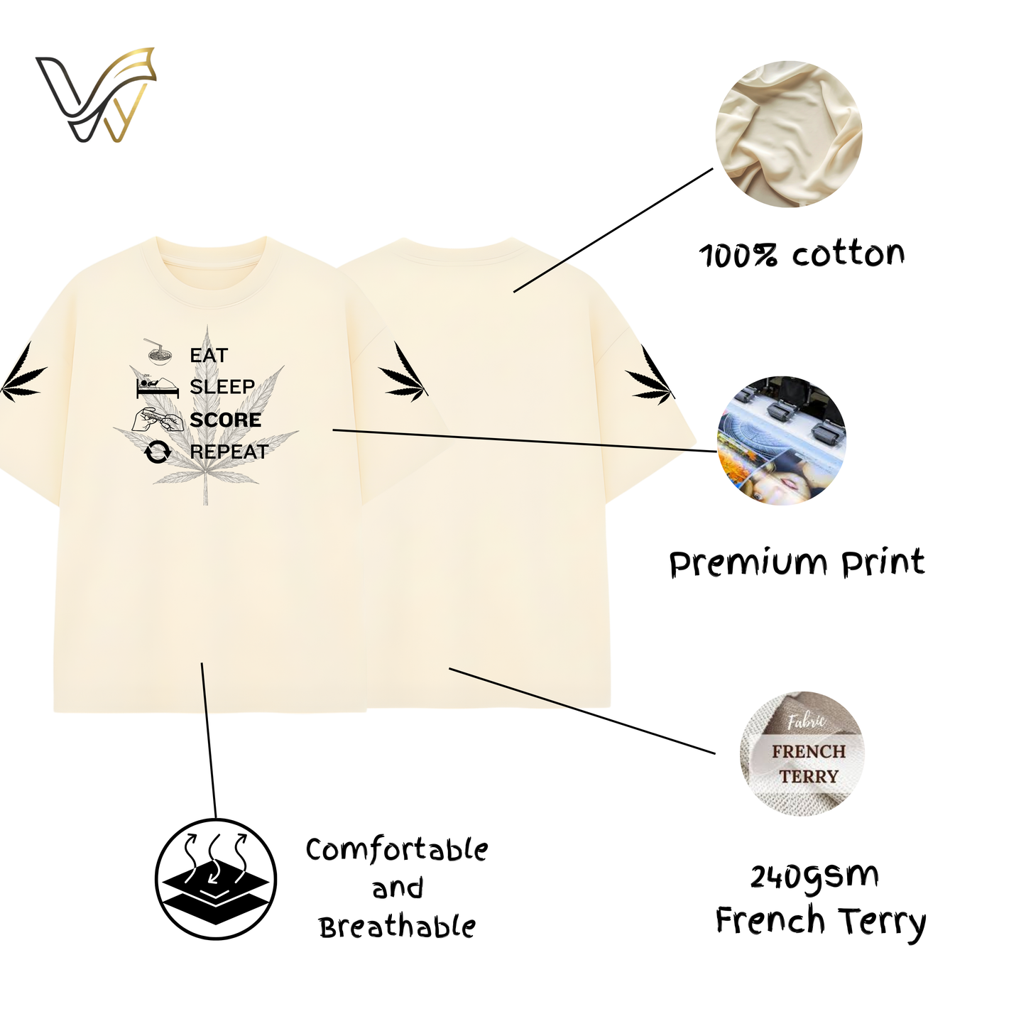 Eat Sleep Score Repeat Oversized T-Shirt