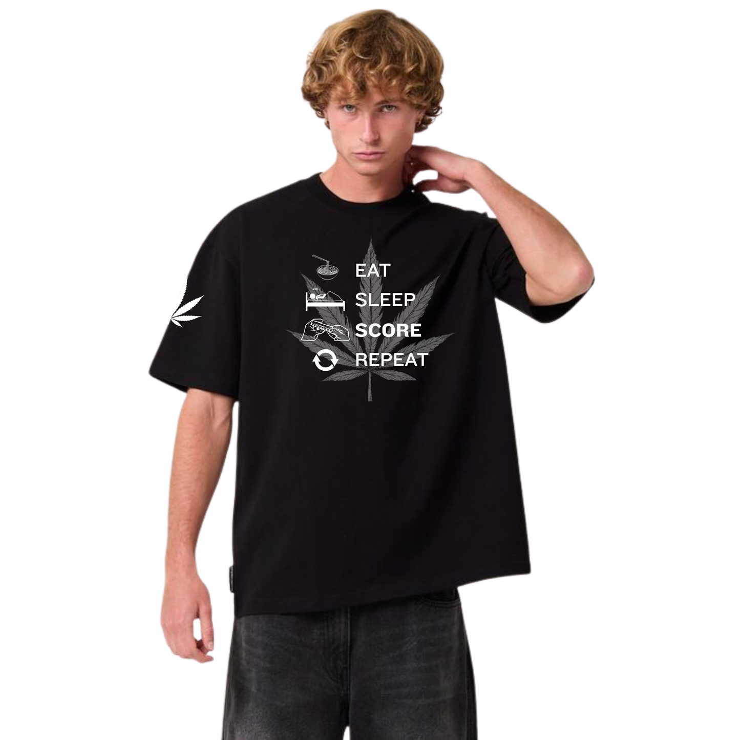 Eat Sleep Score Repeat Oversized T-Shirt